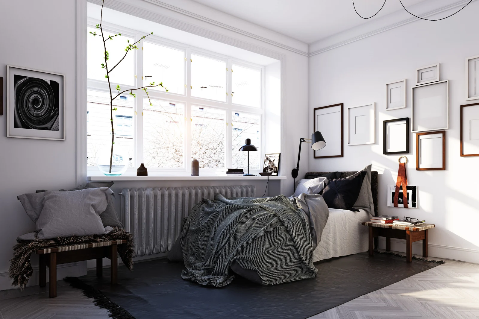 image sypialnia w stylu skandynawskim